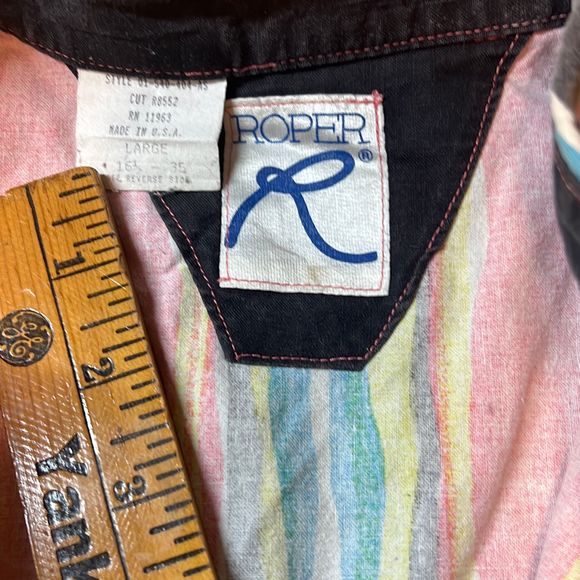 Vintage Roper Mens Made USA Pattern Print Western Button Long Sleeve Shirt Sz L - Picture 5 of 6